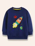 סווטשירט של Astronaut Rocket Applique