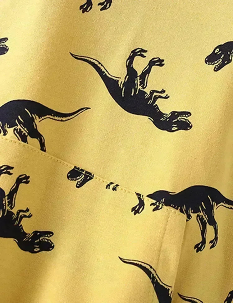 Dinosaur Printed Hooded Sweatshirt