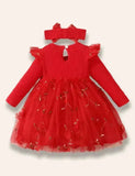 Rochie de tul cu flori de Crăciun