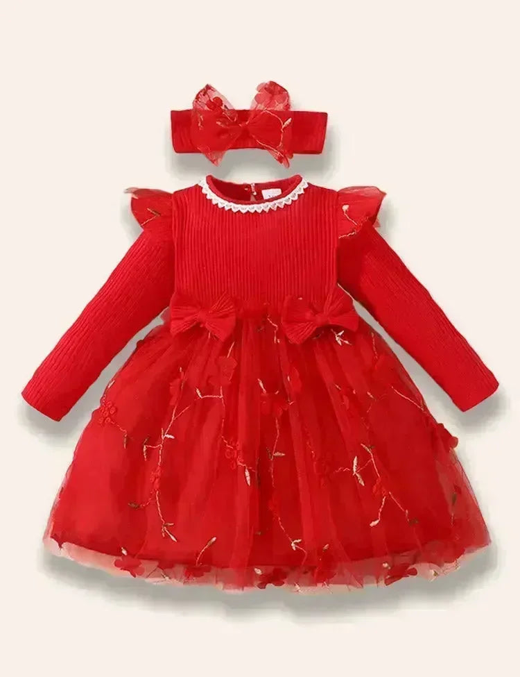 Rochie de tul cu flori de Crăciun