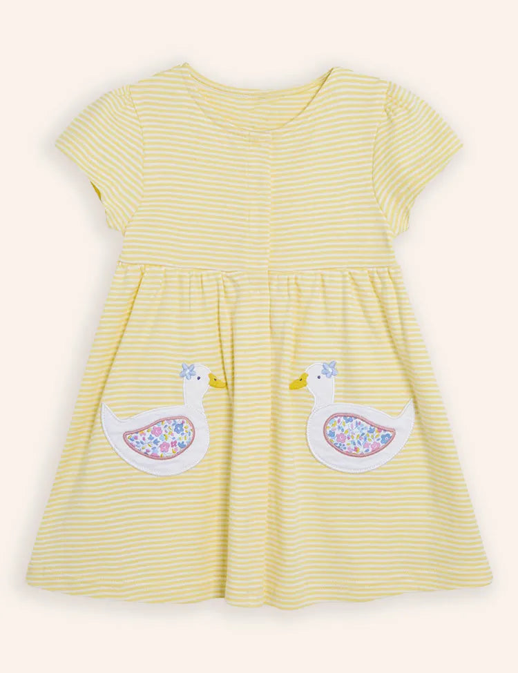 Rochie cu dungi Applique Duck