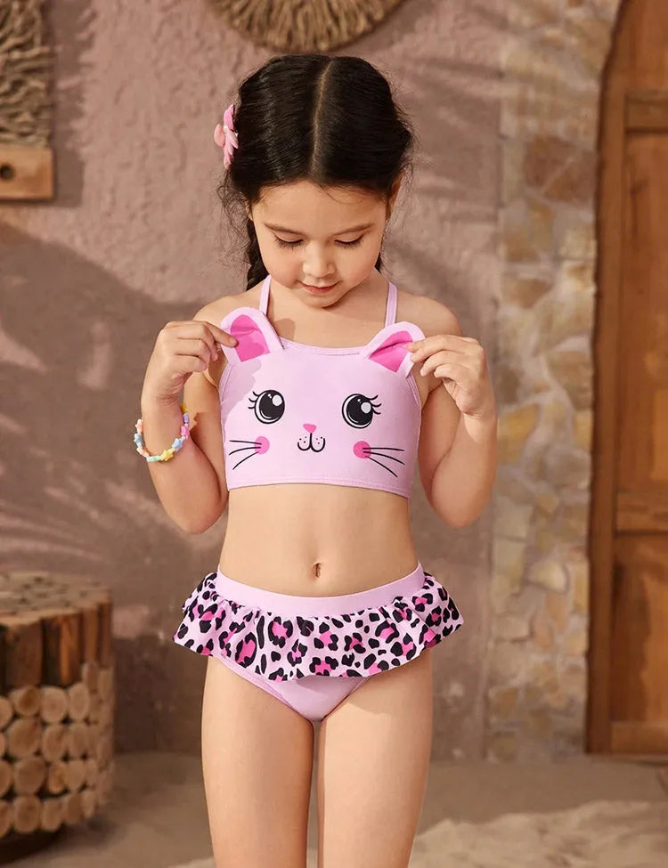 Leopard Print Ruffled Bikini Set