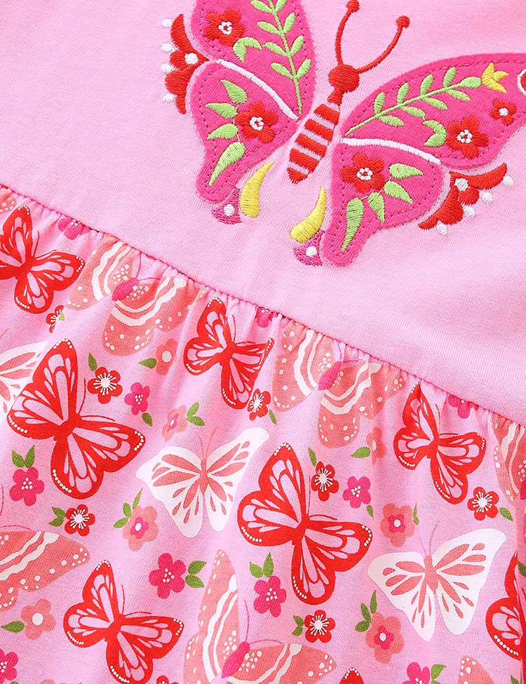 Butterfly Embroidered Long-sleeved Dress