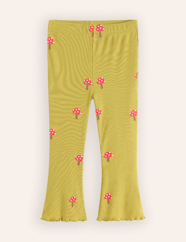 Mushroom Print Flared Leggings