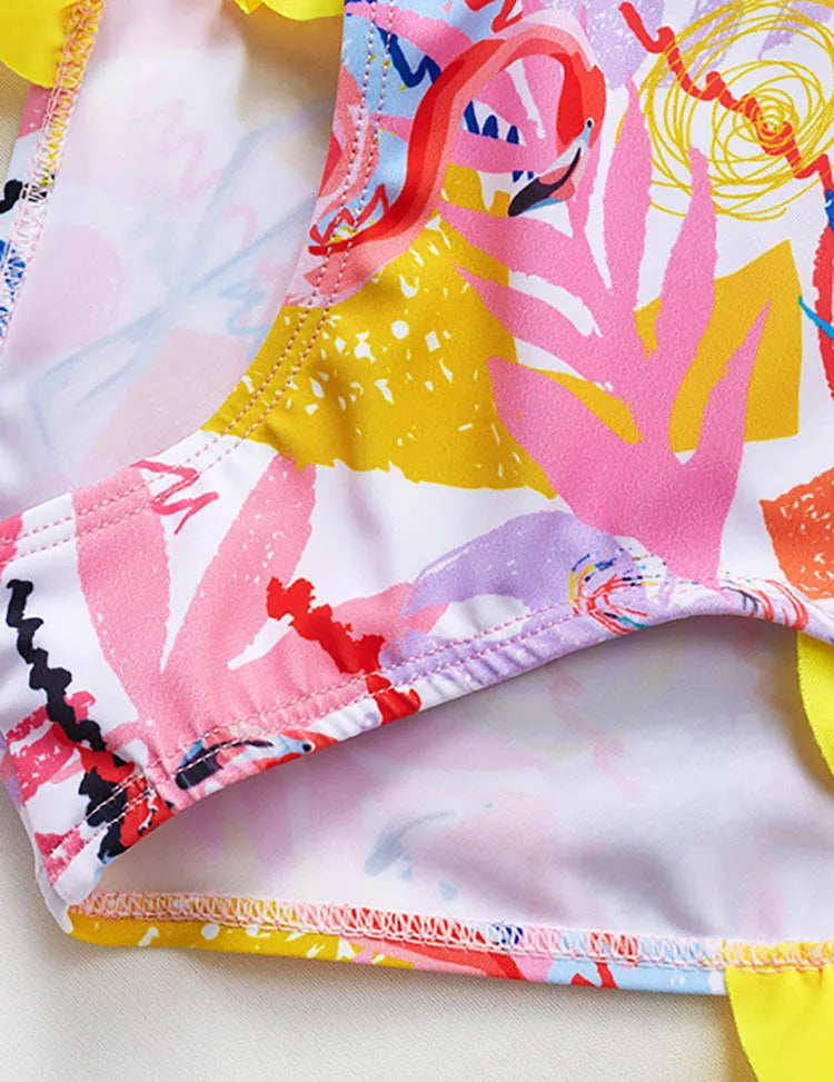 Flamingo Print One-piece Swimsuit