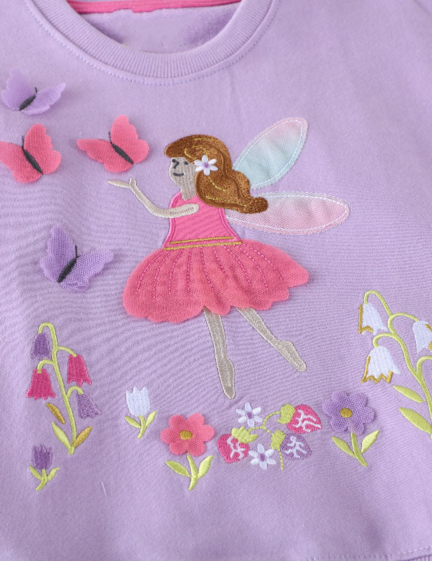 Cute Fairy Butterfly Embroidered Sweatshirt