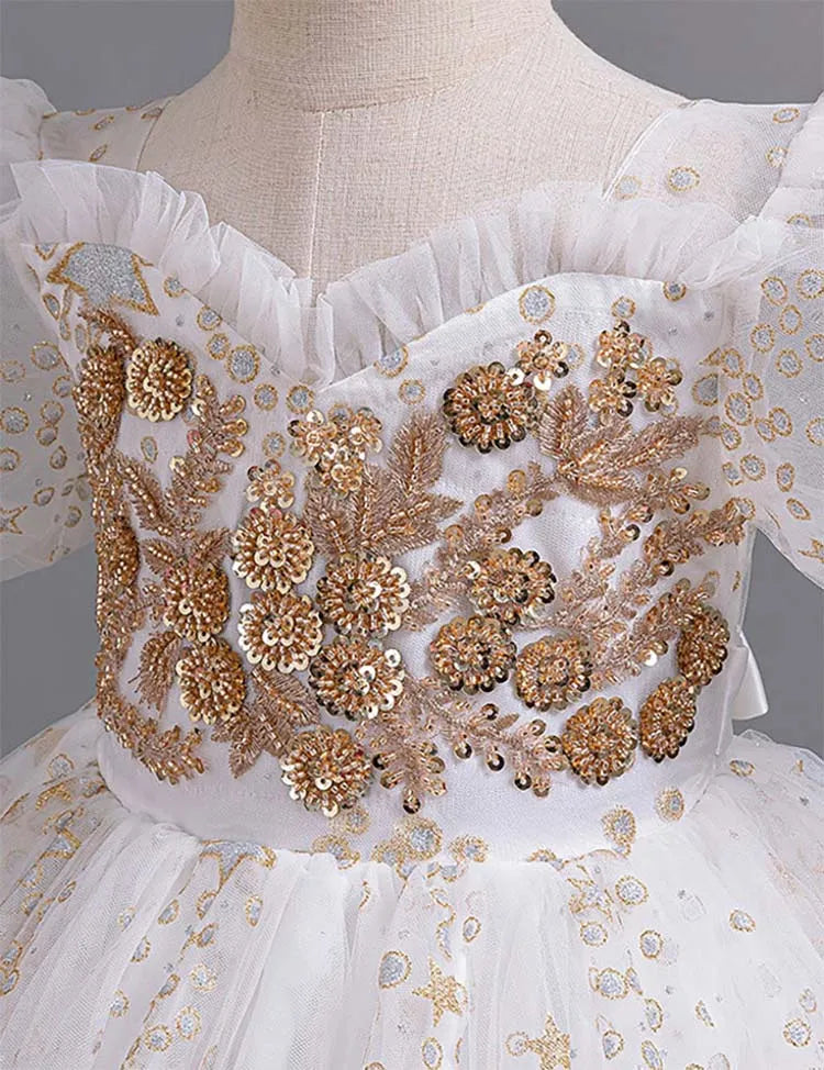 Sequin Embroidered Tulle Long Party Dress