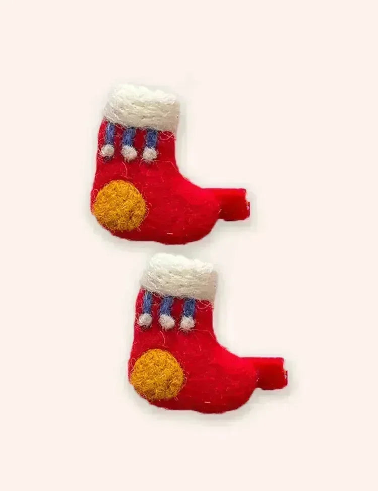 クリスマスウールフェルトかわいいヘアピン2個