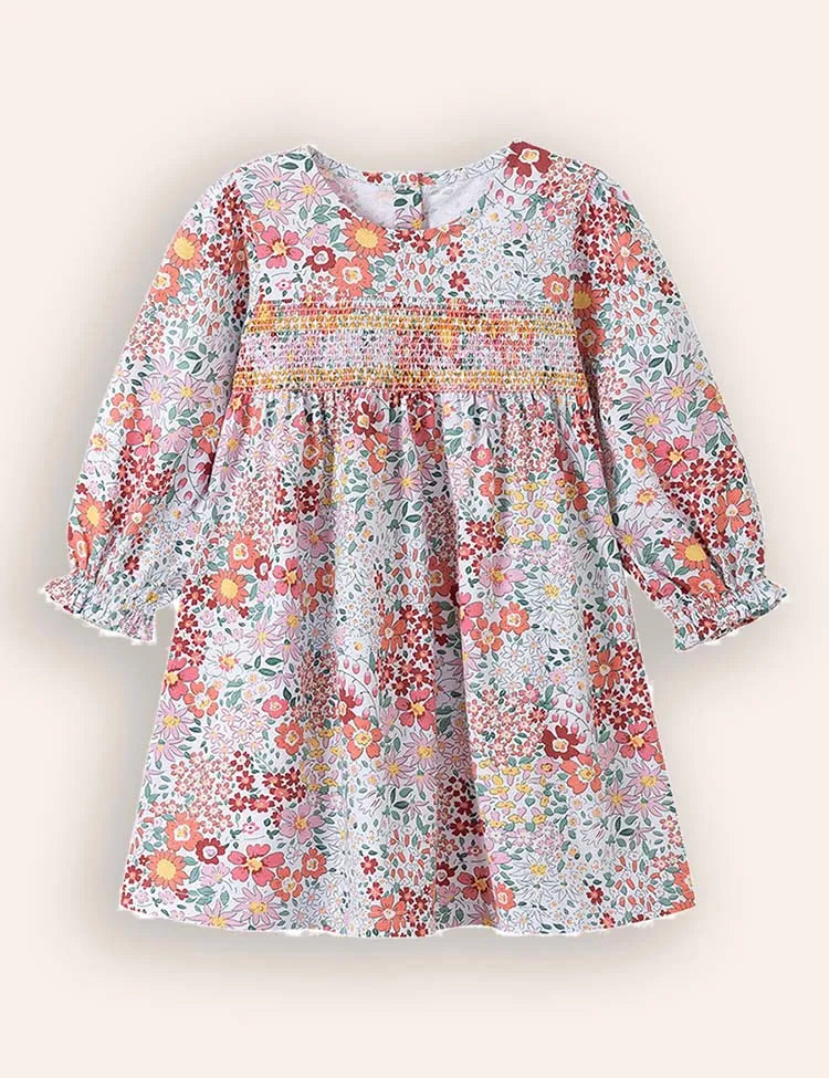 Floral Printed Long Sleeves Cotton Dress