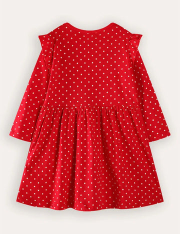 Christmas Elk Applique Long Sleeve Dress