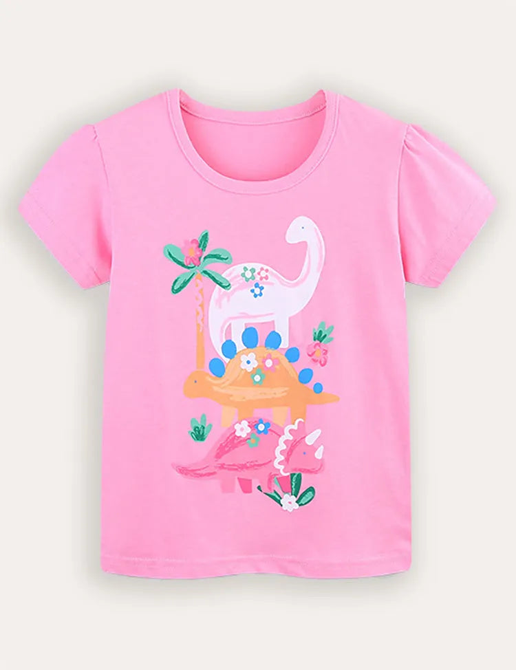 Cute Dinosaur Print Short-sleeved T-shirt