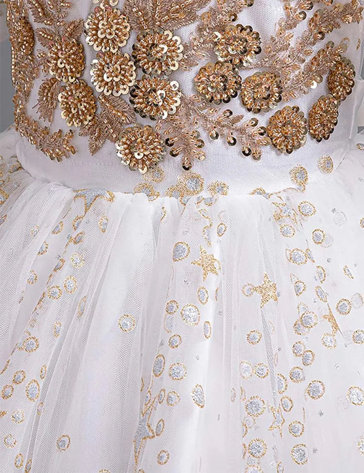 Sequin Embroidered Tulle Long Party Dress