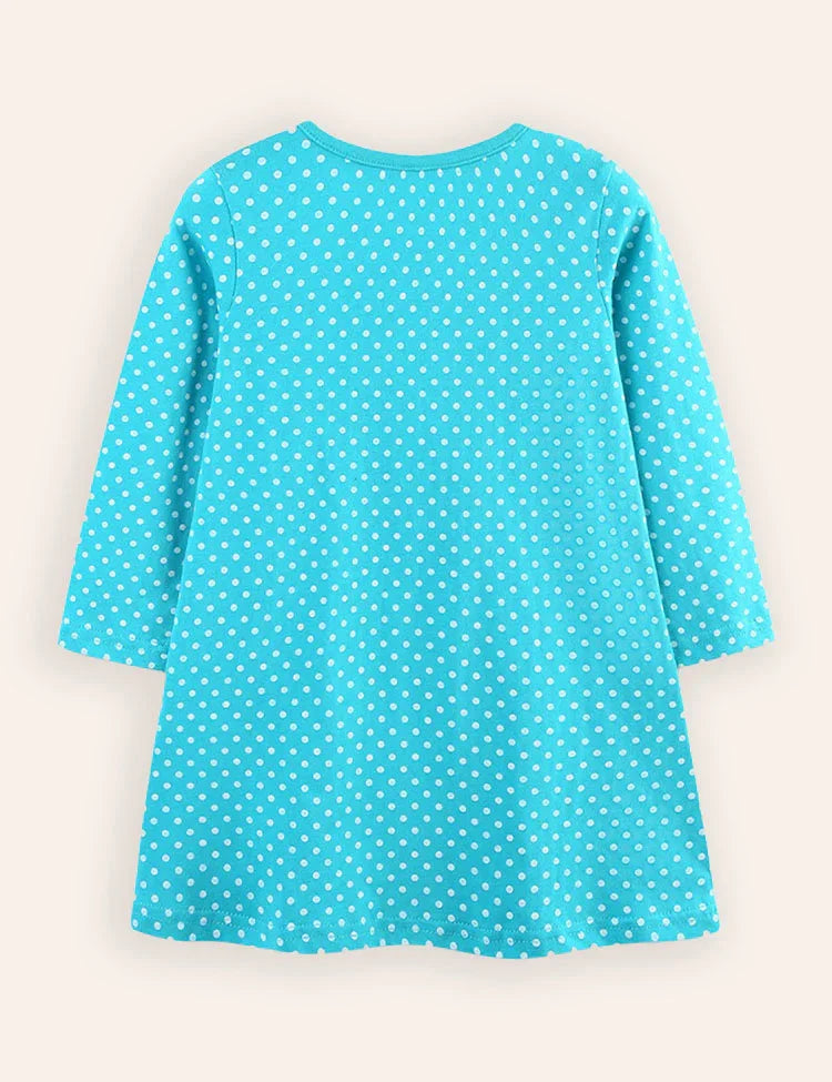 Cute Penguin Applique Long-sleeved Dress