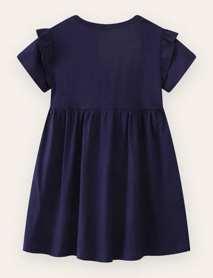 Flower Unicorn Embroidered Cotton Dress