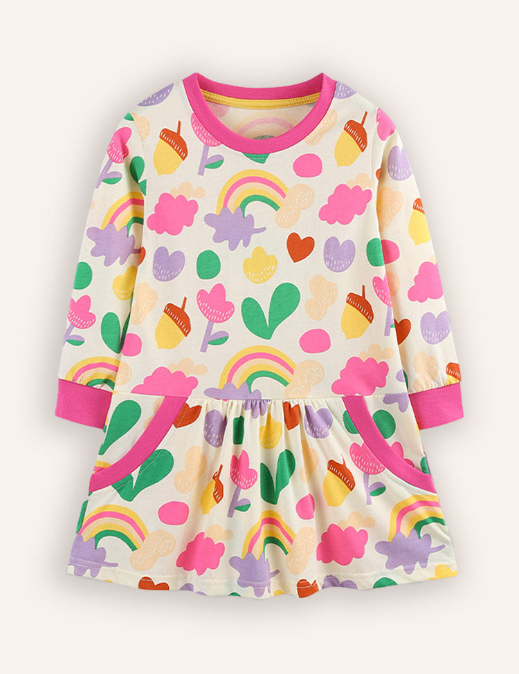 Cartoon Flower Print Dress