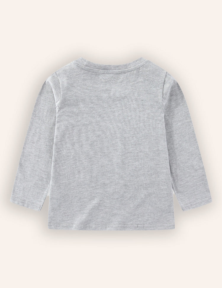 Construction Car Print Long-sleeved T-shirt