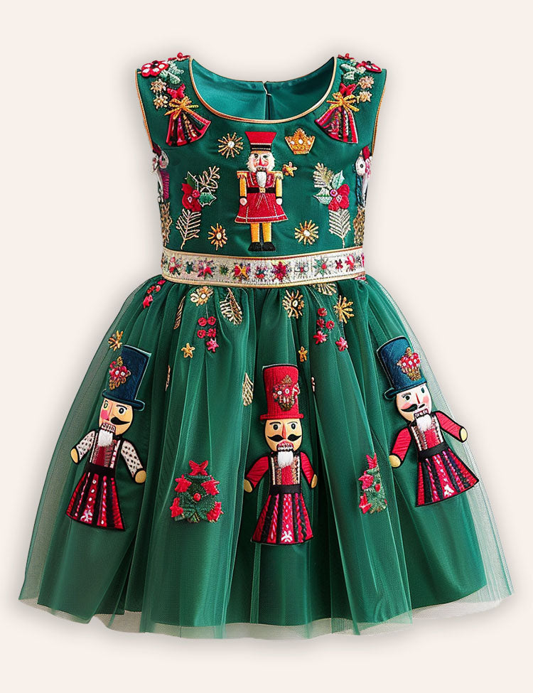 Christmas Nutcracker Applique Tulle Dress
