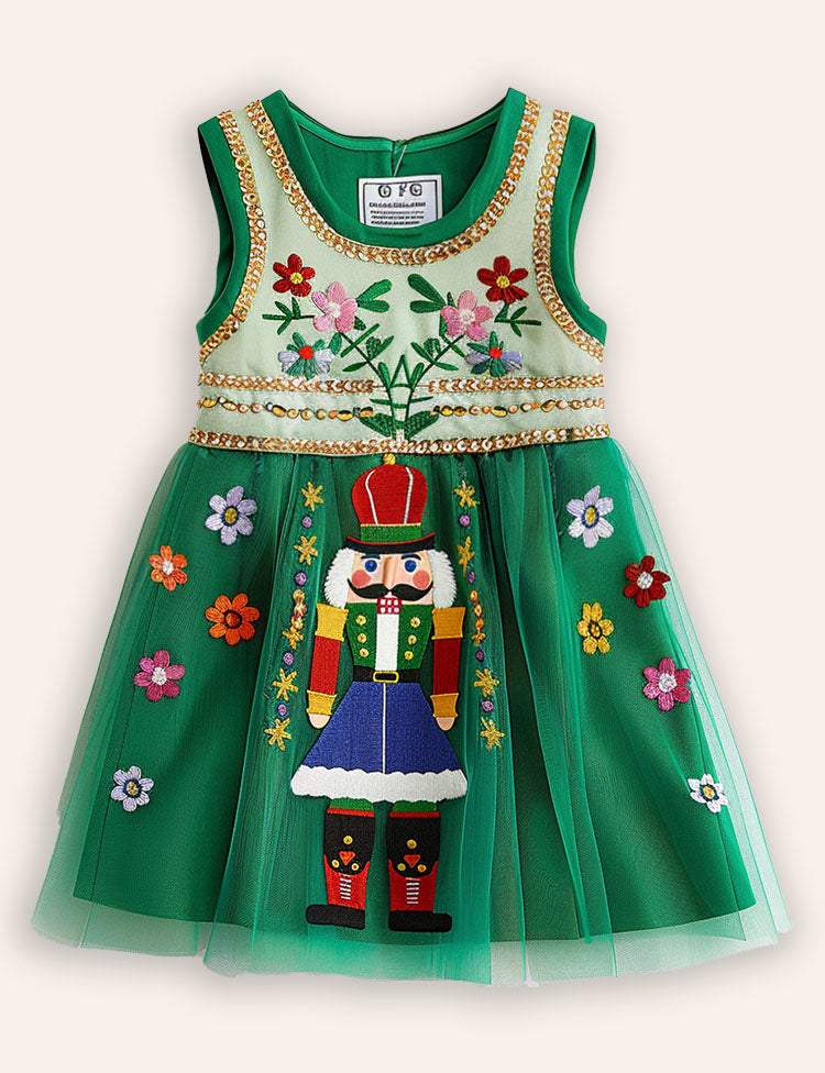Christmas Nutcracker Applique Tulle Dress