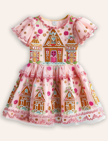 Clearance Sale - Gingerbread Applique Tylle Dress