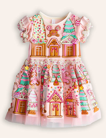 Clearance Sale - Gingerbread Applique Tylle Dress