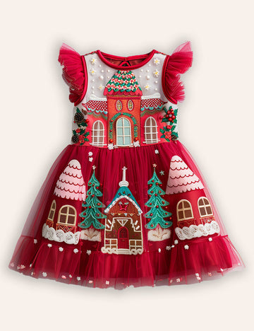 Clearance Sale - Gingerbread Applique Tylle Dress