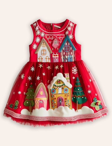 Clearance Sale - Gingerbread Applique Tylle Dress