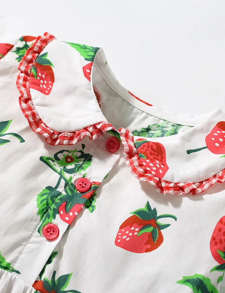 Rochie de bumbac imprimată cu căpșuni