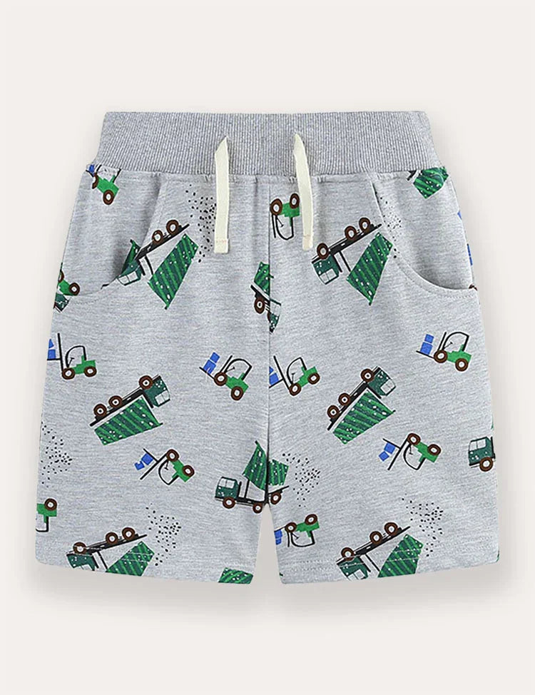 Cartoon Truck Printed Shorts