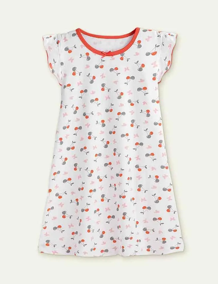 Cartoon Floral Flying Sleeve Pajamas - Mini Taylor