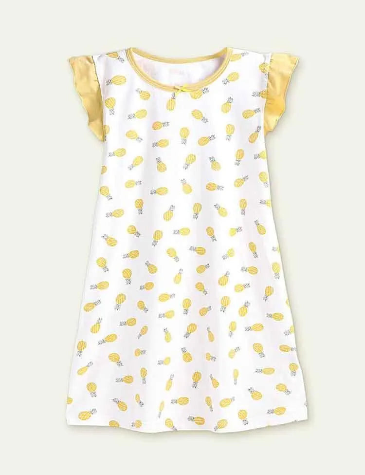 Cartoon Floral Flying Sleeve Pajamas - Mini Taylor