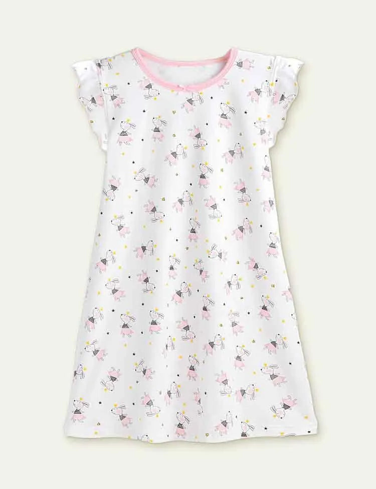 Cartoon Floral Flying Sleeve Pajamas - Mini Taylor