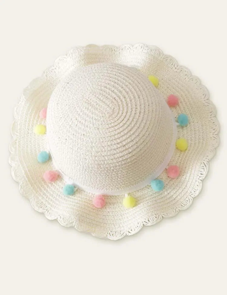 Color Fur Ball Vacation Straw Hat - Mini Taylor
