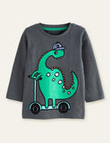 クールな恐竜プリント長袖Tシャツ