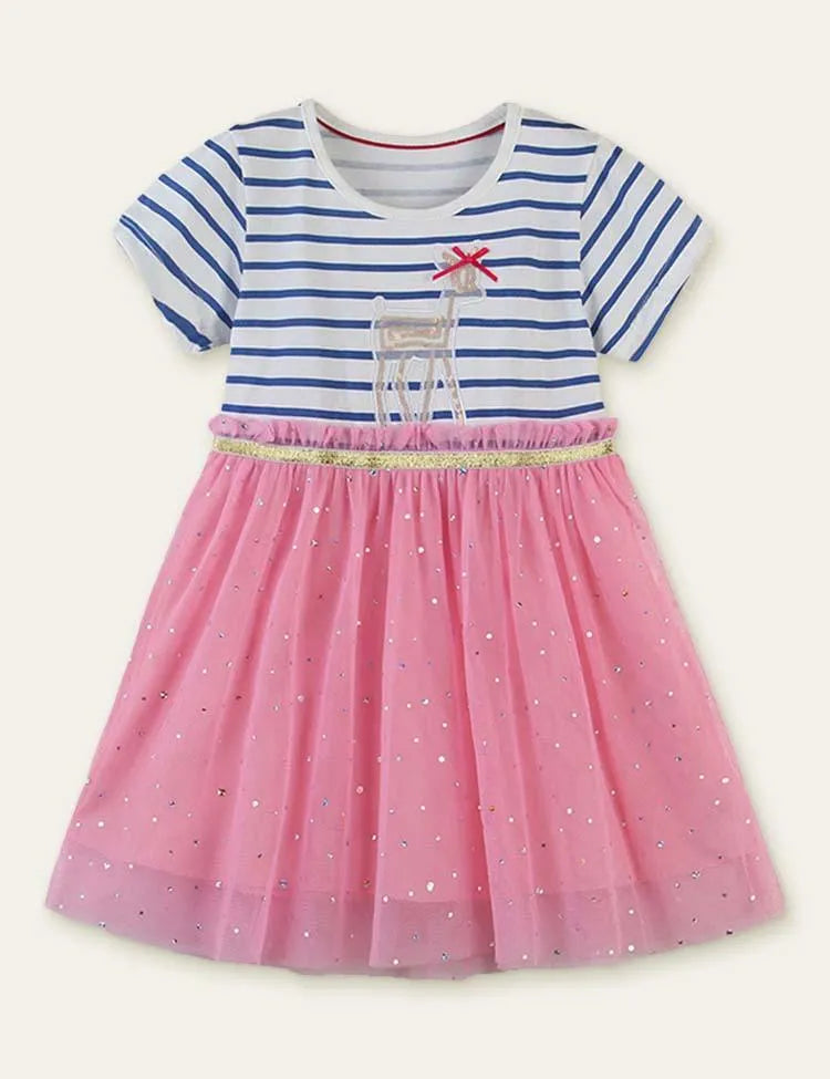 Deer Striped Mesh Dress - Mini Taylor