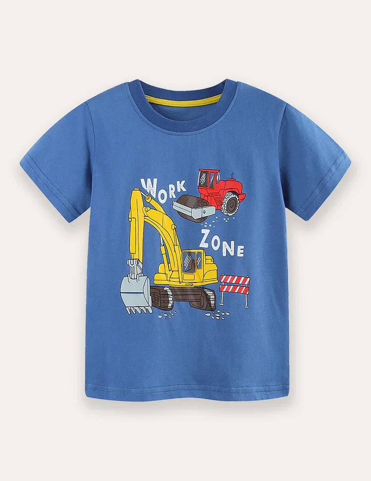 Excavator Printed T-Shirt and Shorts Set