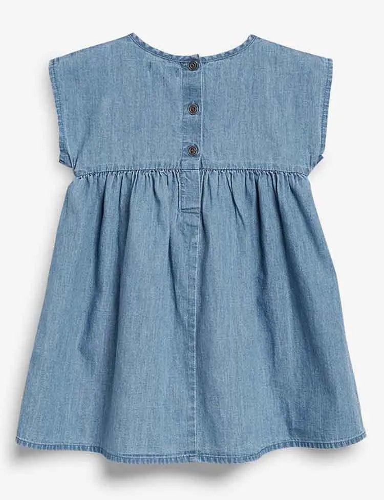 Embroidered Denim Princess Dress - Mini Taylor