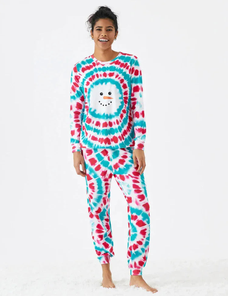 Christmas Snowman Print Family Matching Colorful Pajamas Sets