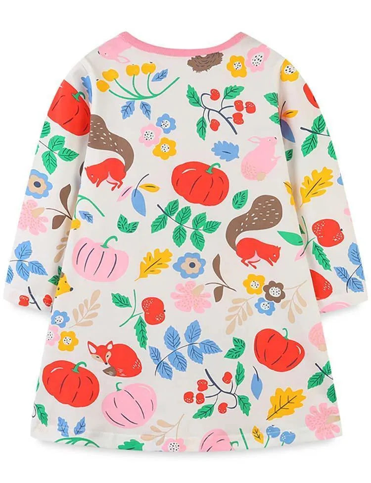 Festive Printed Long Sleeve Dress - Mini Berni