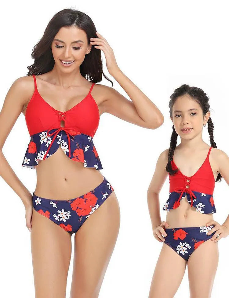 Floral Ruffled Family Matching Swim Suit - Mini Taylor