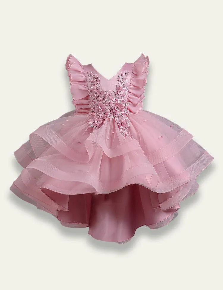 Flower Embroidery Mesh Party Dress - Mini Taylor