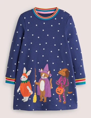 Halloween Animals Appliqué Dress - Mini Berni