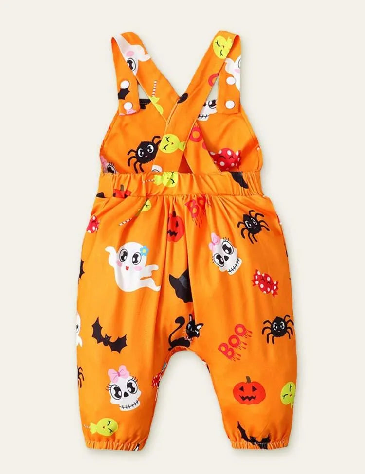 Halloween Ghost Full Printed Overalls Romper - Mini Berni