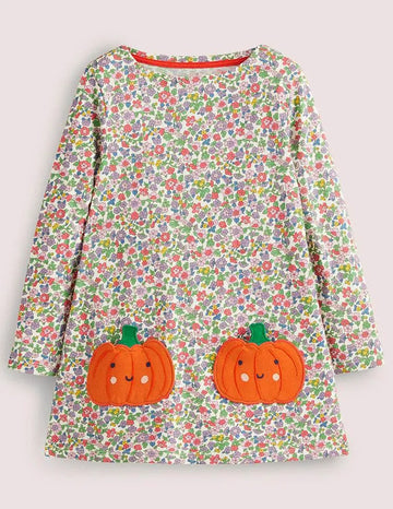 Halloween Pumpkin Appliqué Dress - Mini Berni