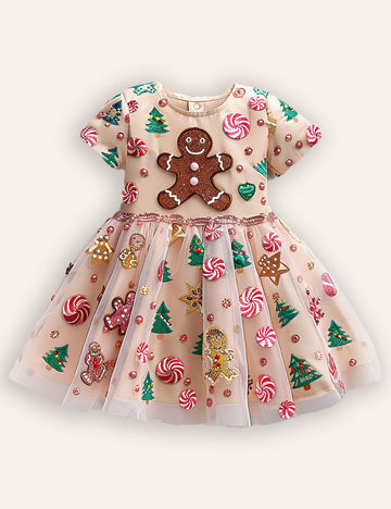 Christmas Gingerbread Man Tulle Dress
