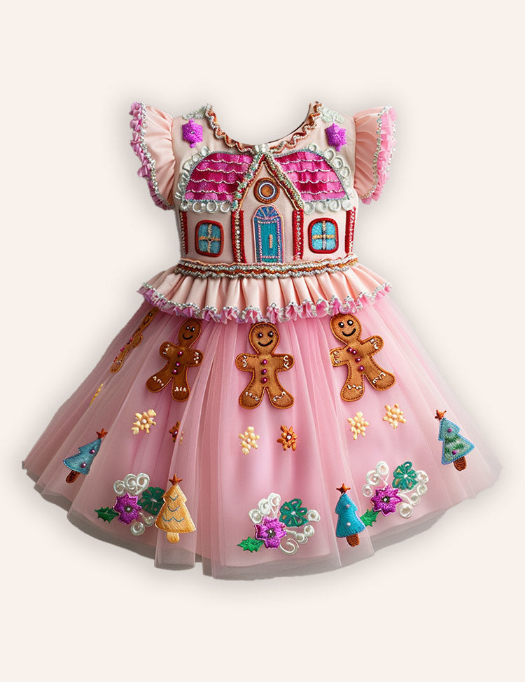 Uitverkoop - Tule-jurk met peperkoekappliqué