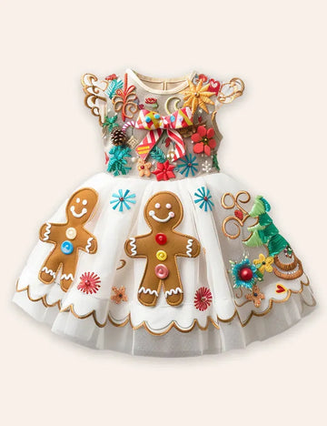 Clearance Sale - Gingerbread Man Appliqué Tylle Dress