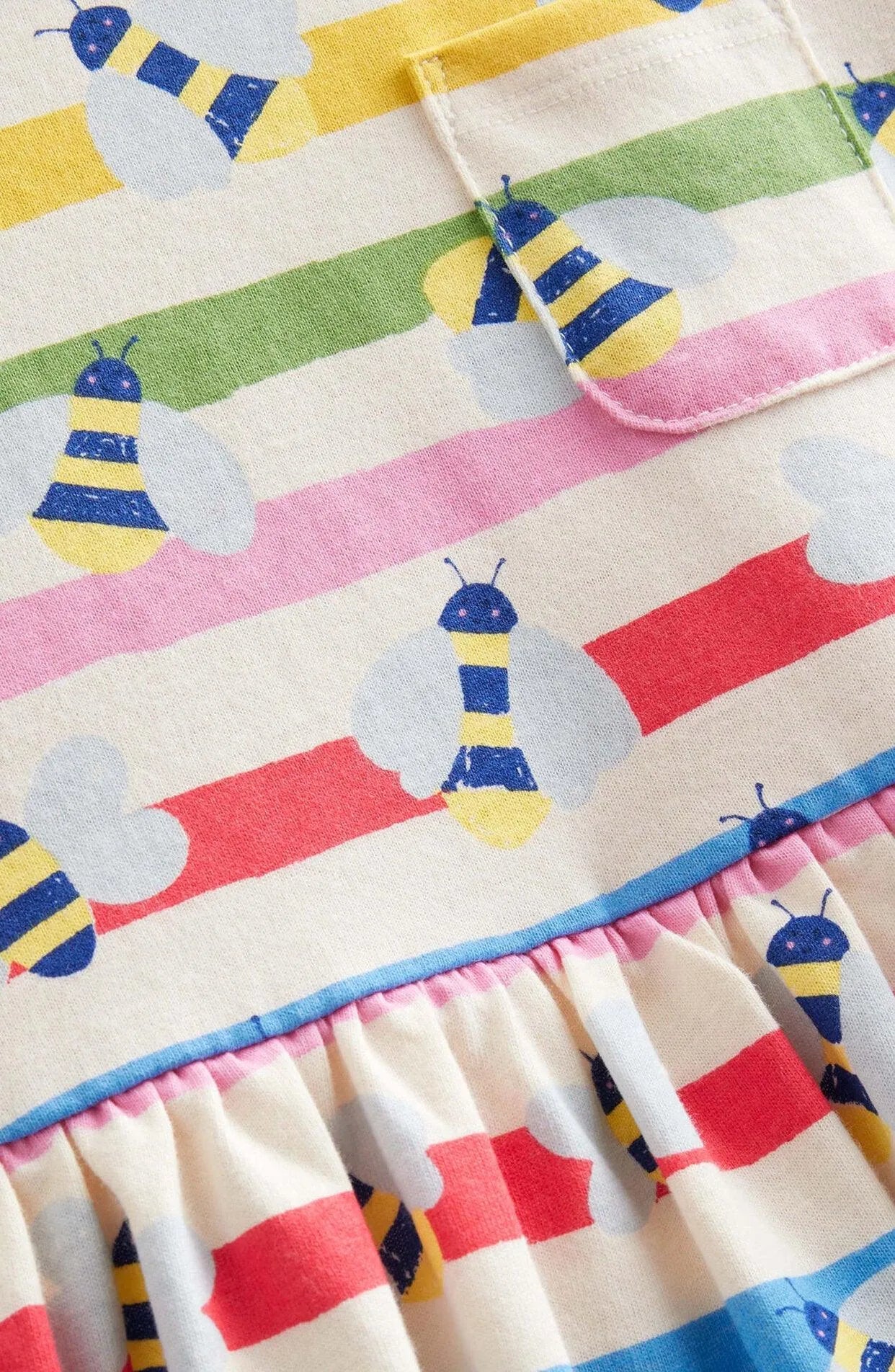 Rainbow Striped Bee Print Dress - Mini Taylor
