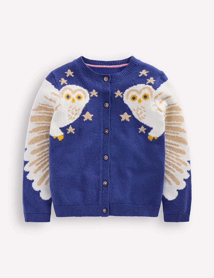 Sapphire Blue Owls Cardigan