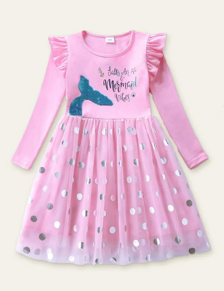 Mermaid Sequin Mesh Long Sleeve Dress - Mini Taylor