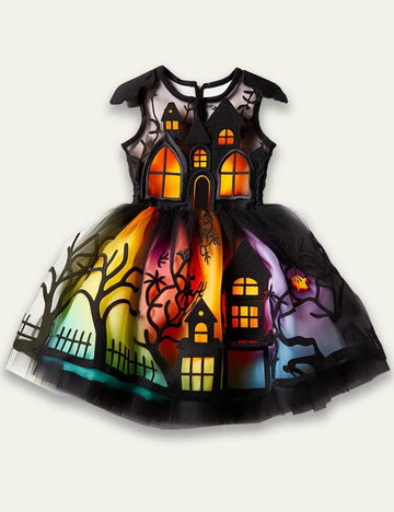 Mom&Me Tulle Halloween Haunted House Dress - Mini Berni